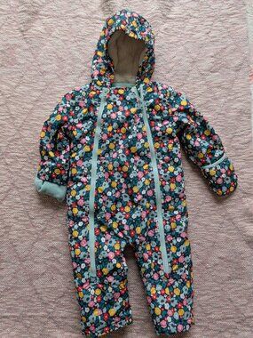 Baby Boden Girls Floral Winter SnowSuit 12-18 months